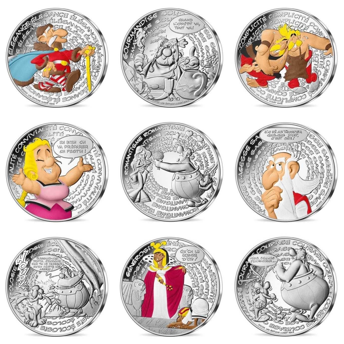 FRANÇA - Conjunto de Moedas 10€ Astérix Prata