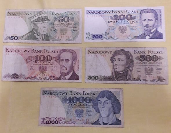 Banknoty PRL zestaw