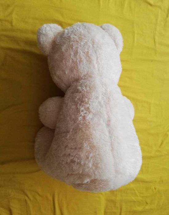 pluszowy duży miś jasny z kokardką walentynki przytulanka wys. 50cm