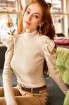 Olalook Os Beżowy Stylowy Sweter R10824