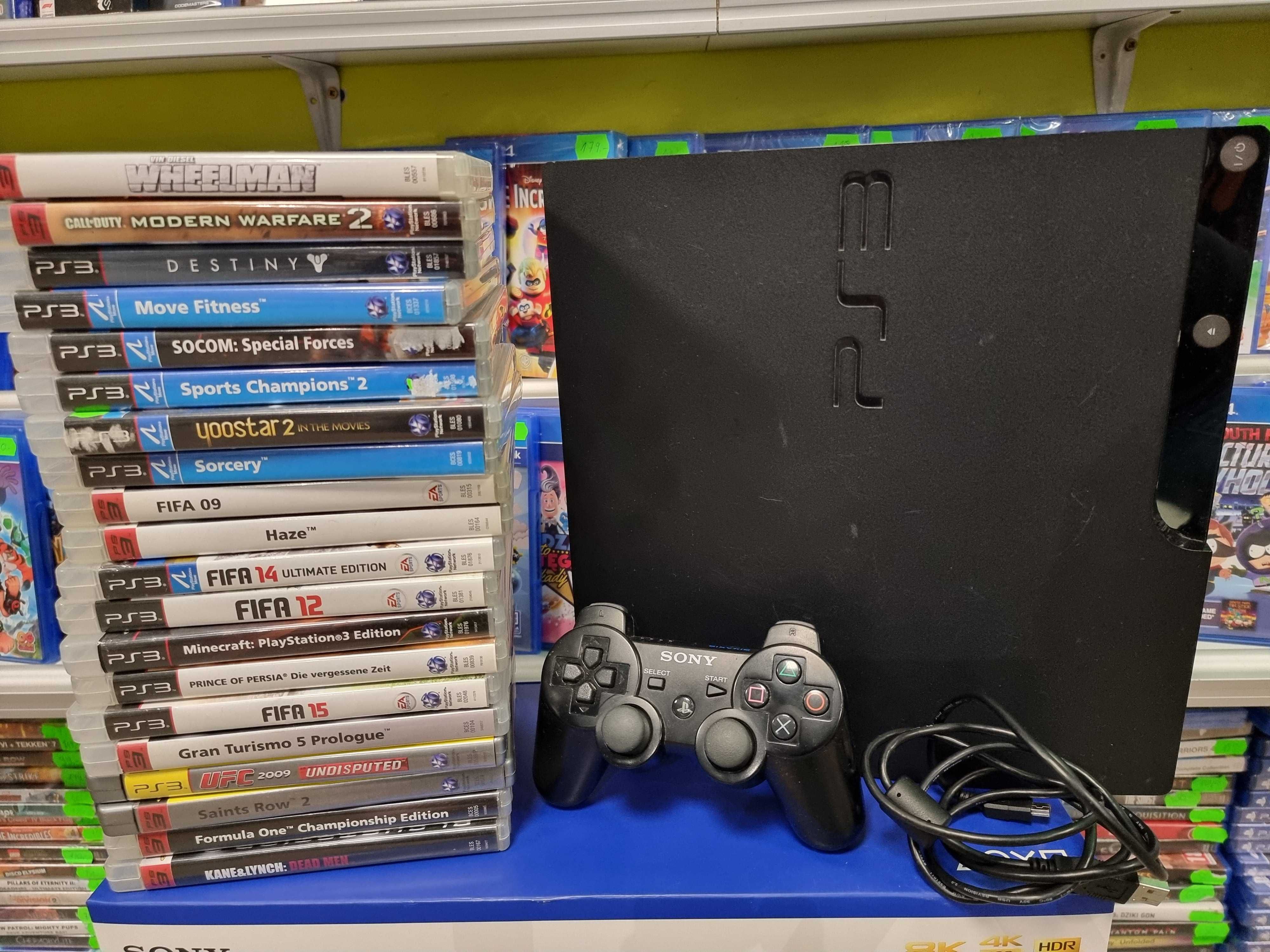 Duży zestaw konsola PS3 Slim 120GB + pad + 20 gier Gwarancja 6 mc