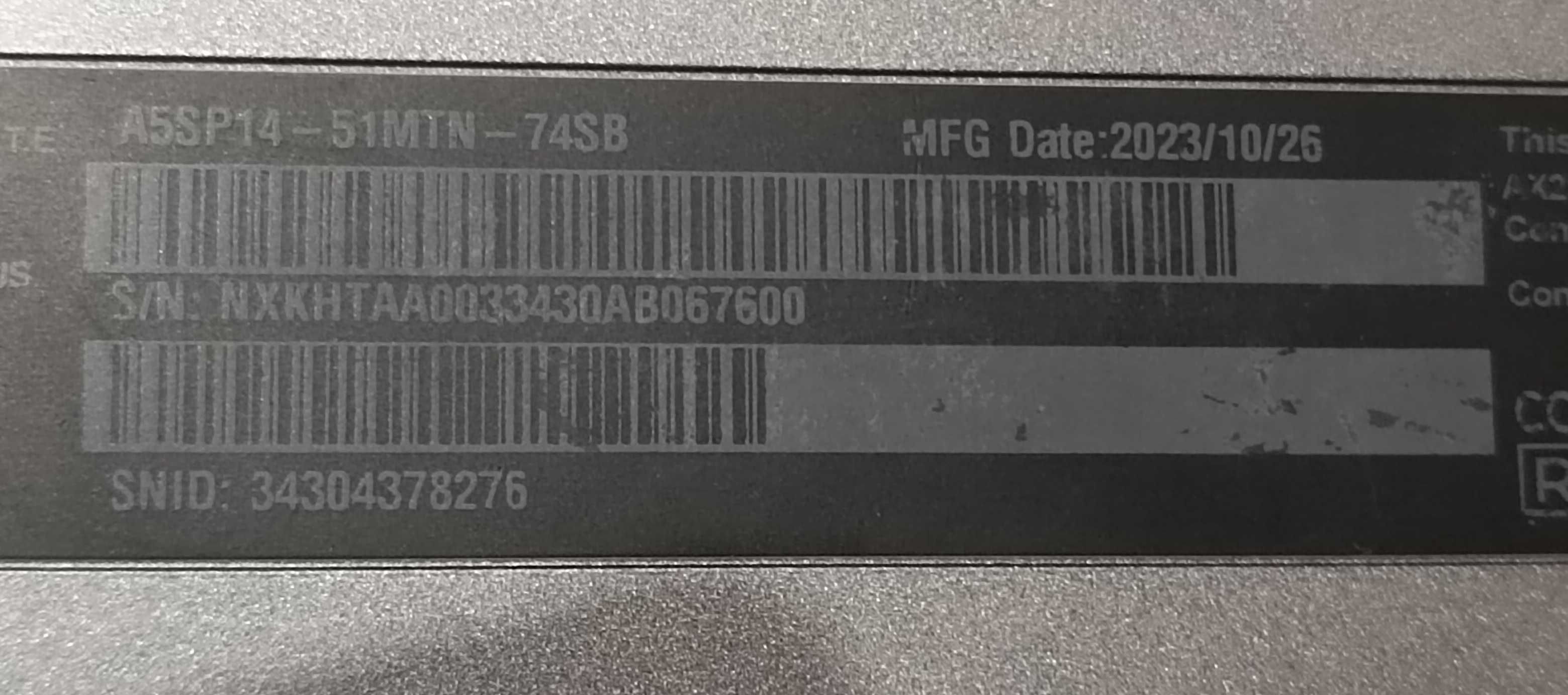 Ноутбук Acer A5SP14-51MTN-74SB  i7-1355U 2in1