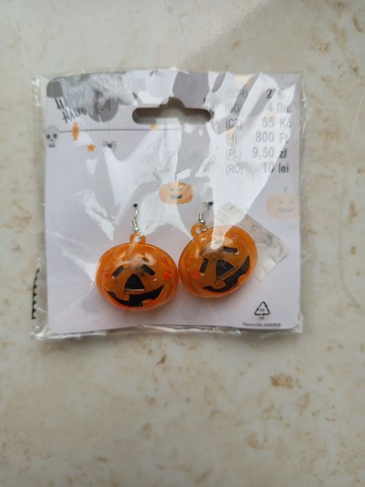 Kolczyki halloweenowe Halloween świecące dynie wiszące na imprezę