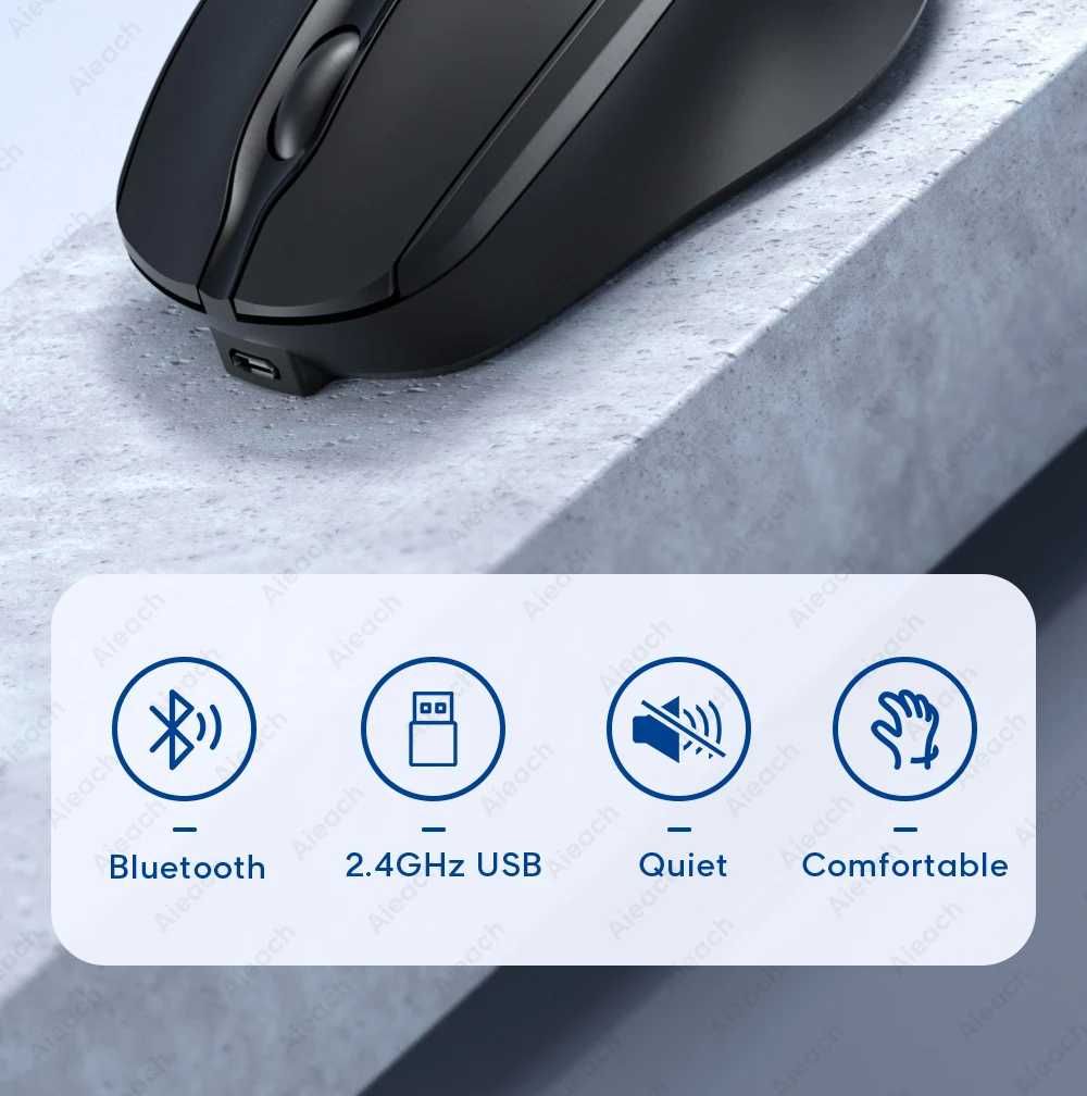 Бездротова миша Aieach Bluetooth + USB,акумуляторна,безшумна,DPI