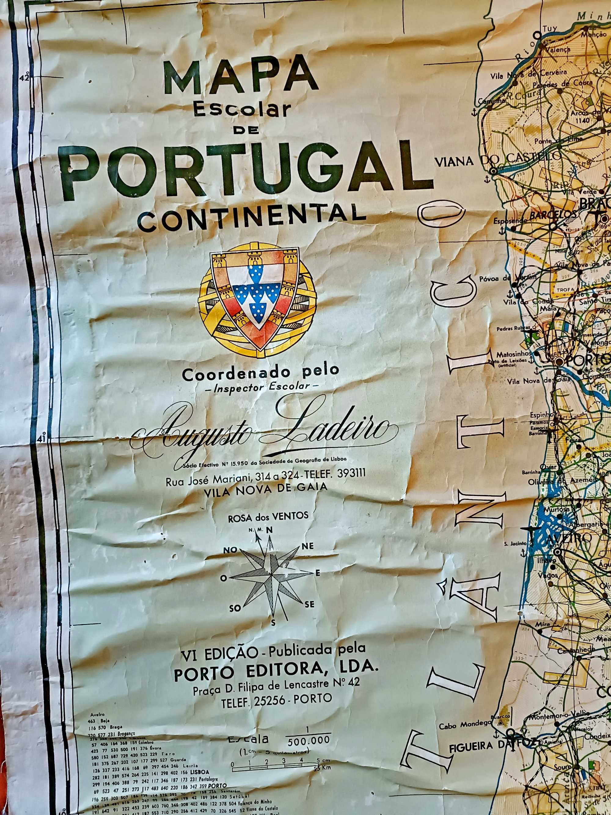 Mapa Portugal Escolar, 1962