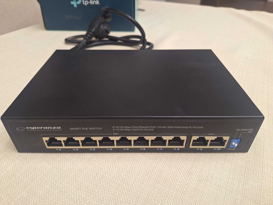 Switch PoE+ 8wejsc + 2unilink 96W