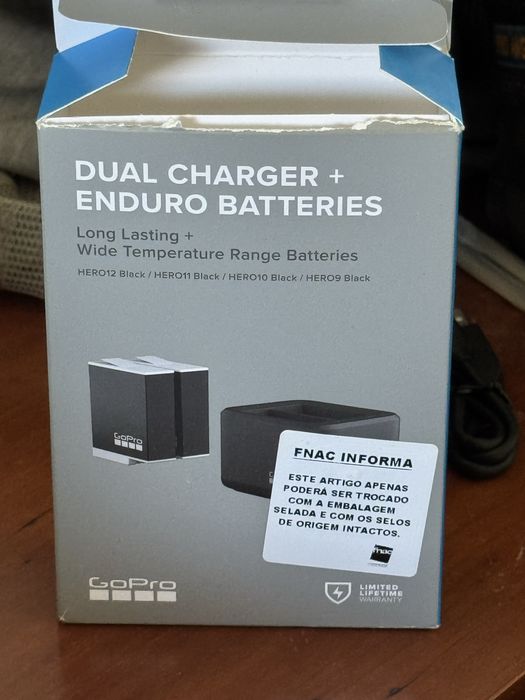 Carregador Duplo + 2 Baterias Enduro GoPro (HERO9/10/11/12)