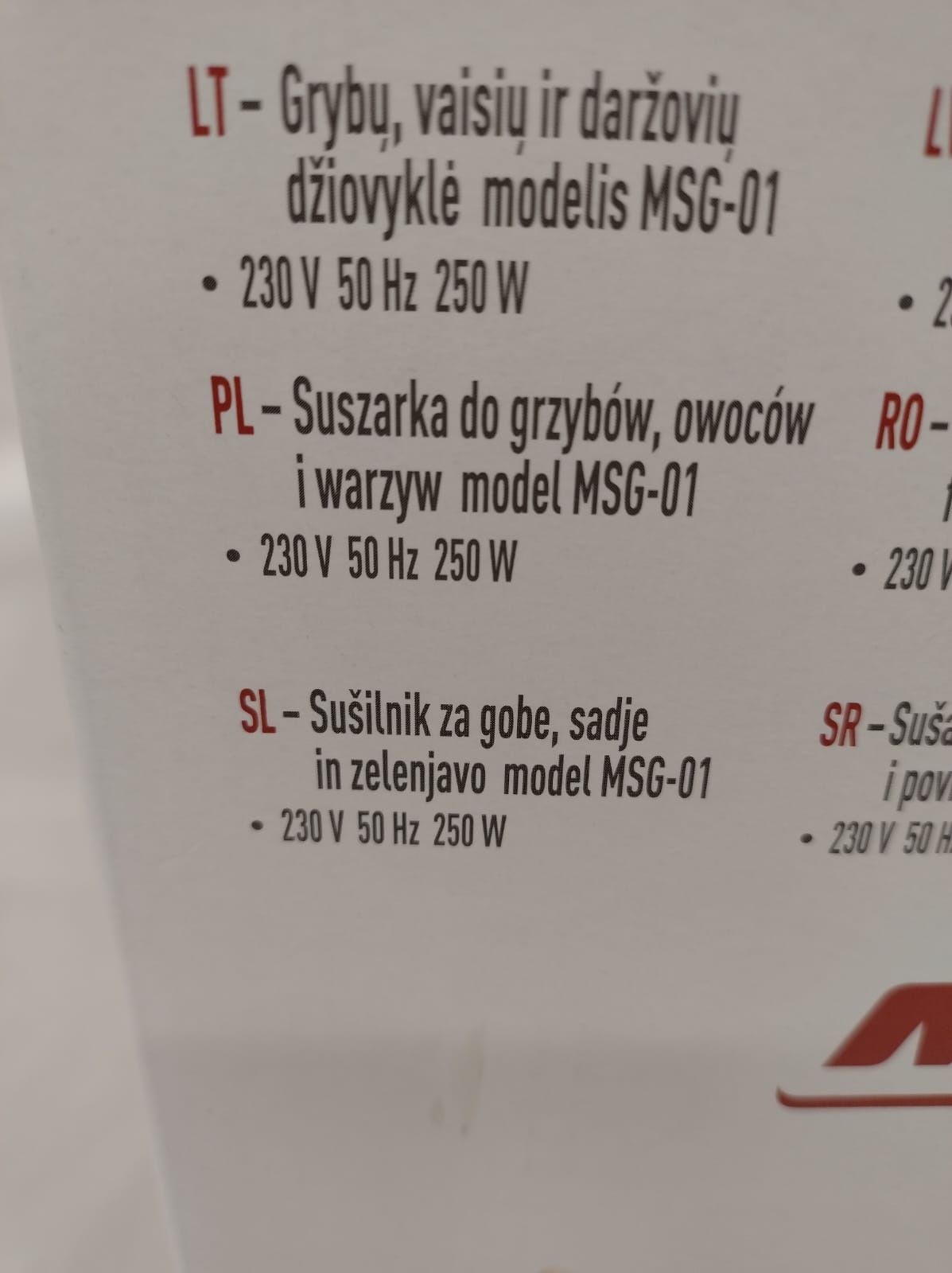 Suszarka spożywcza do owoców i warzyw MPM MGS-01