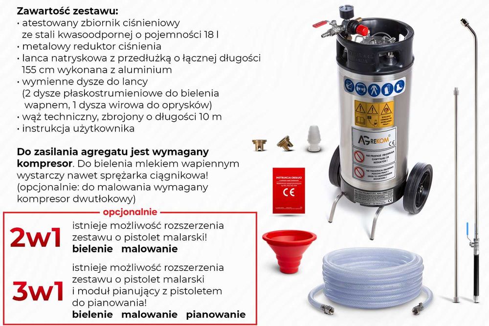 AGREGAT BIELARKA DO BIELENIA WAPNEM do wapna opryski dezynfekcja 2024