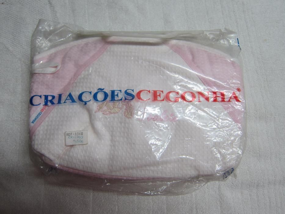 Saco de Bébé Criações Cegonha Rosa e Branco 27cm x 19cm Novo