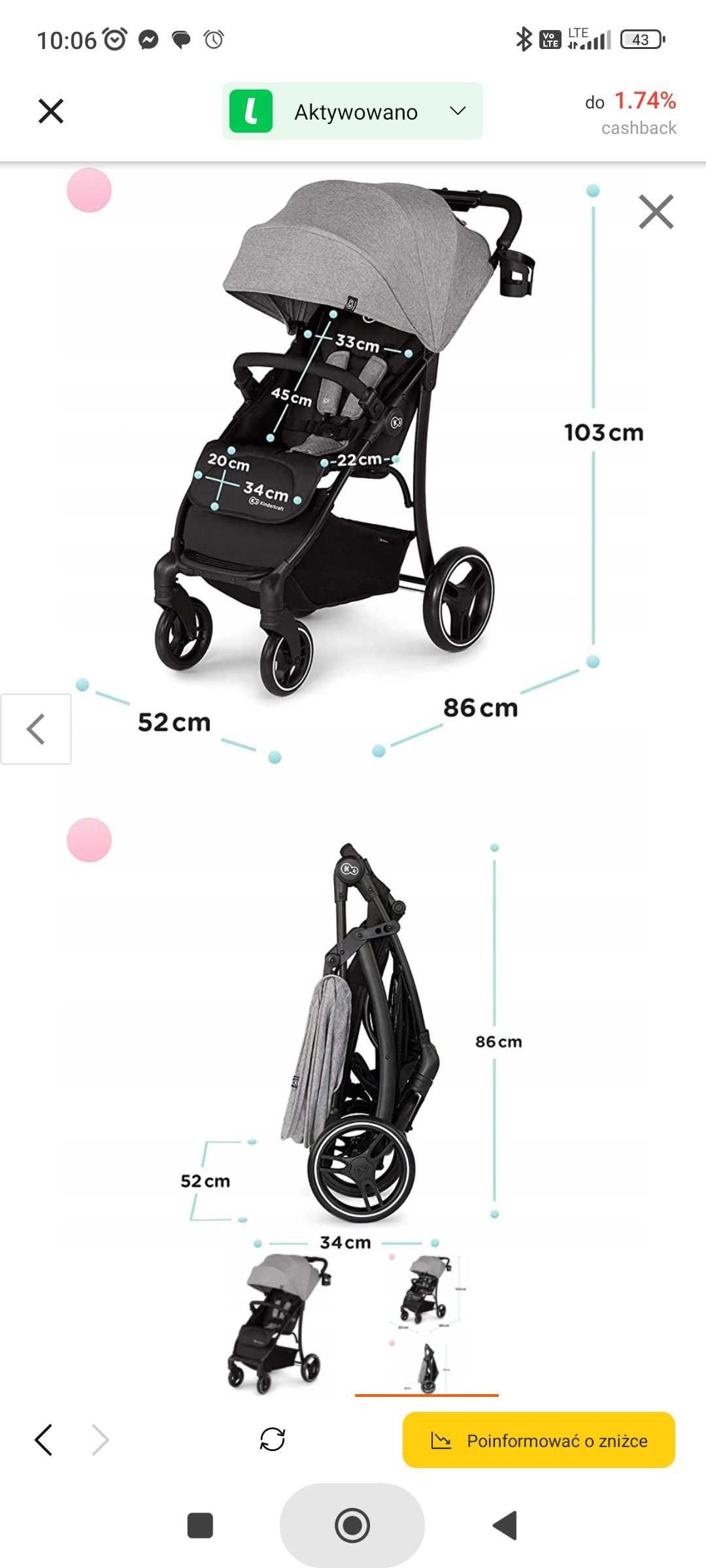 Wózek spacerówka Kinder Kraft
