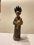 Antigo Santo Antonio em barro com resplendor em prata