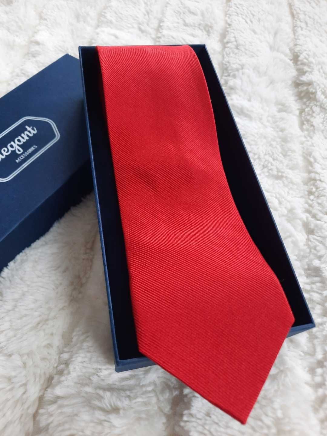 Krawat JEDWAB czerwony - WYPRZEDAŻ stoiska
