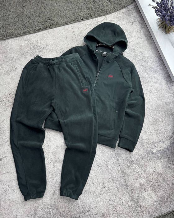 Теплий флісовий костюм Hugo Boss з капюшоном в смарагдовому кольорі