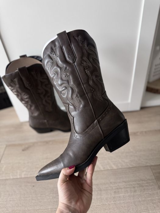 Kozaki brazowe even&odd• r39• kowbojki• z pudełkiem