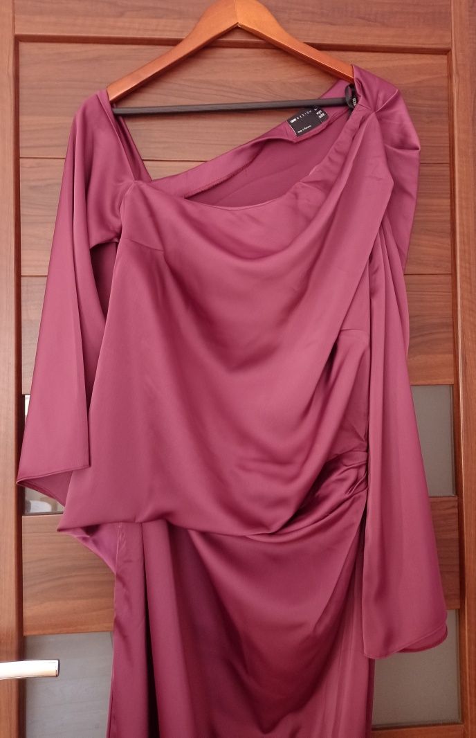 Asos Design suknia 46 XXXL balowa długa asymetryczna róż fiolet