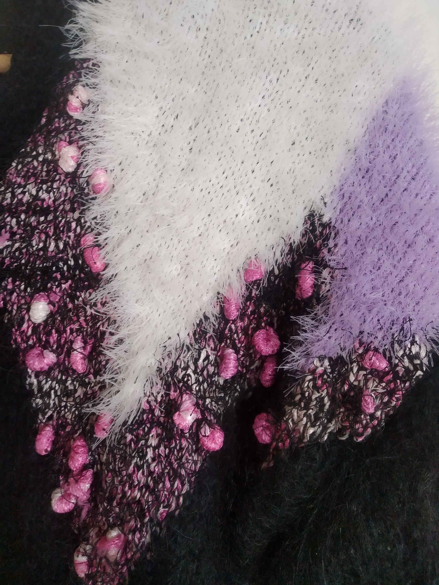 Włochaty moherowy sweter kardigan vintage retro