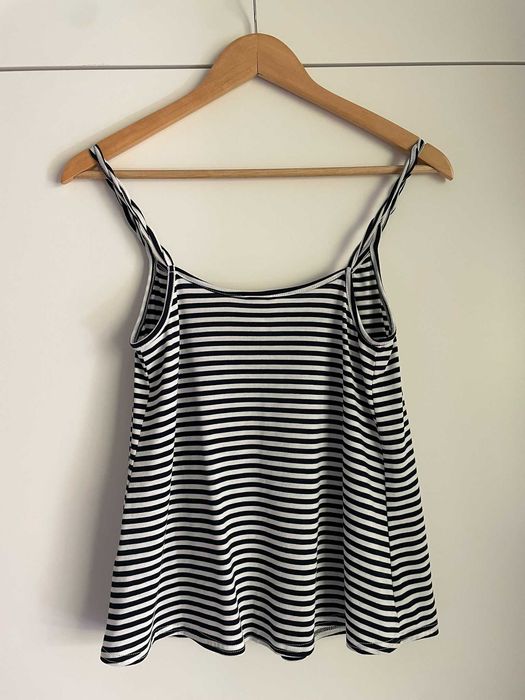 Bluzka H&M (biało-granatowa, XS)