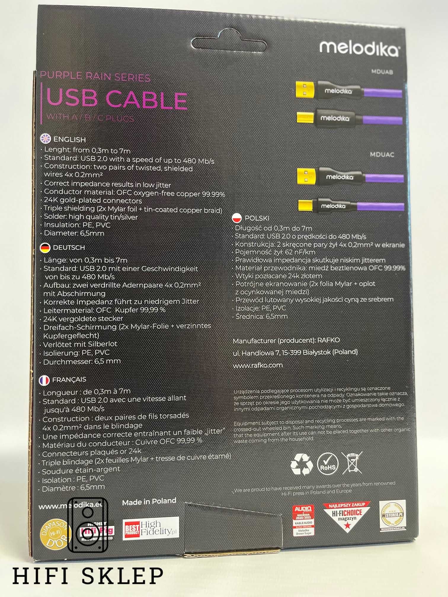 Melodika MDUAC10 | Kabel Przewód USB A/C | 1m