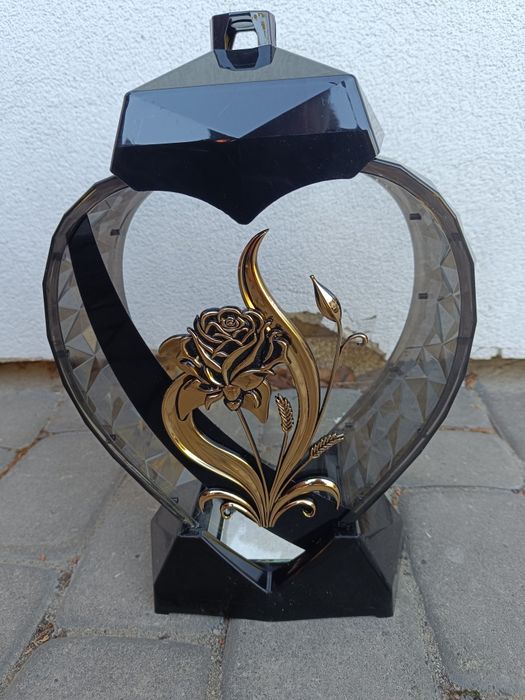 Duży Lampion Serce z Różą Premium