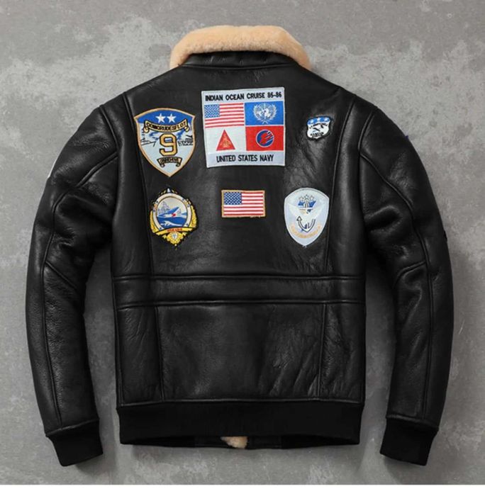 Nowa kurtka skórzana Top Gun nowa prawdziwa skóra na kożuszku zimowa
