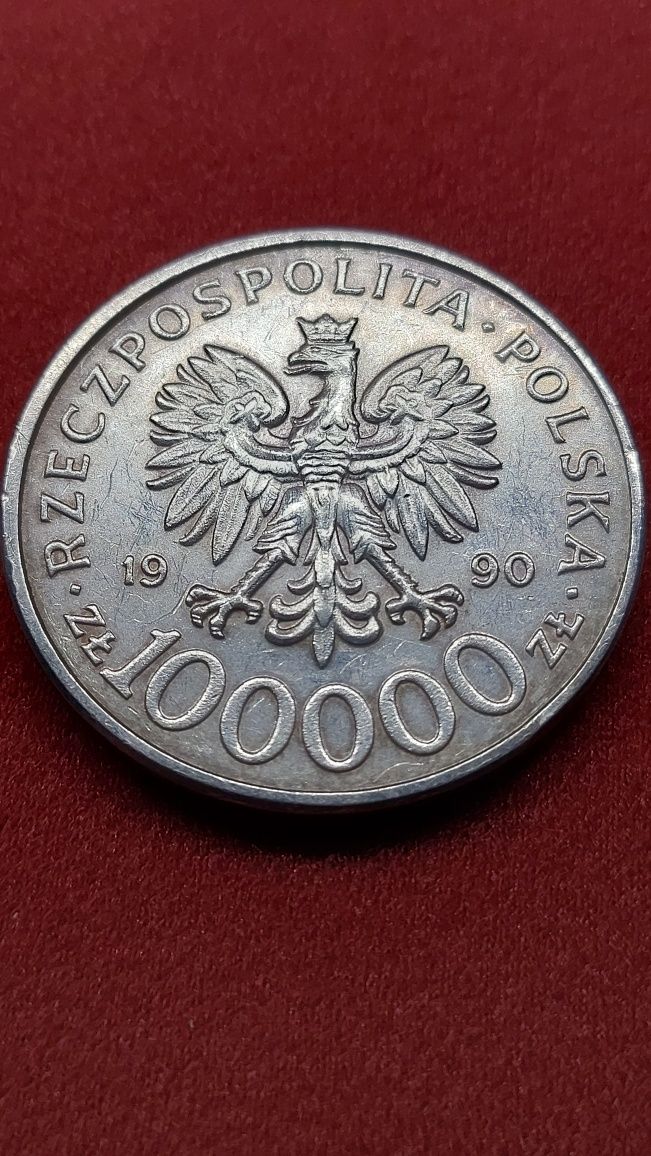 Typ C 100000 solidarność 1990 srebrna moneta