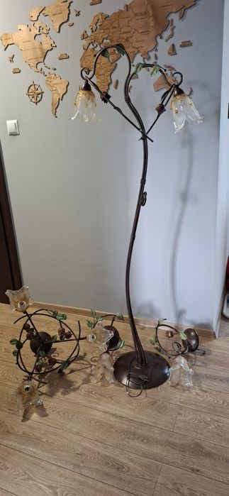 Zestaw oświetlenia – lampa wisząca + 2 kinkiety + lampa stojąca