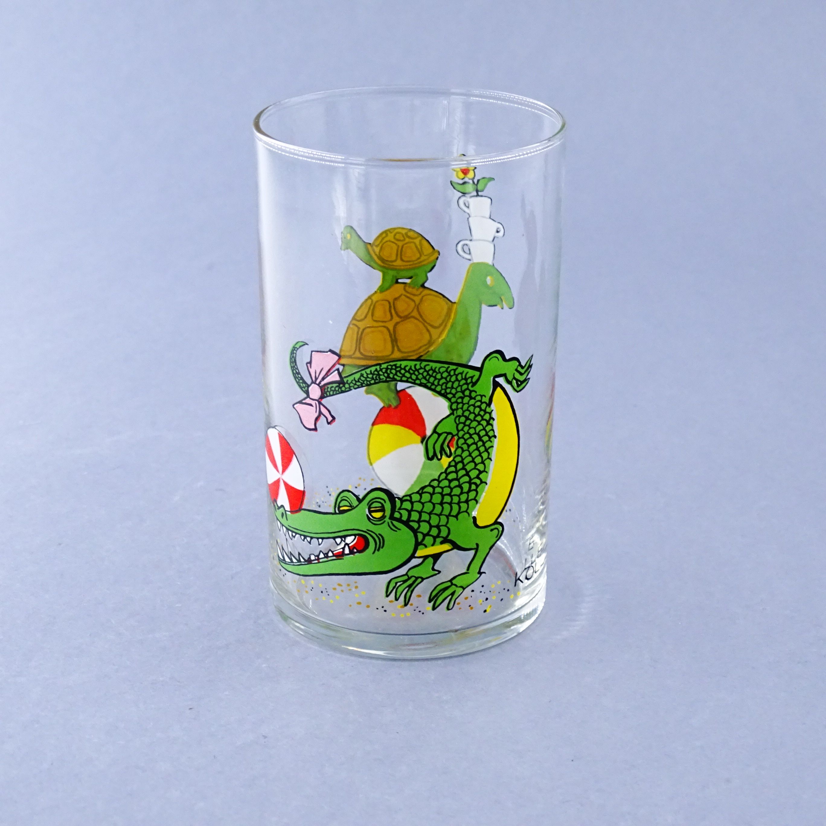 stara szklanka dla dzieci krokodyl żółw lata 70/80-te