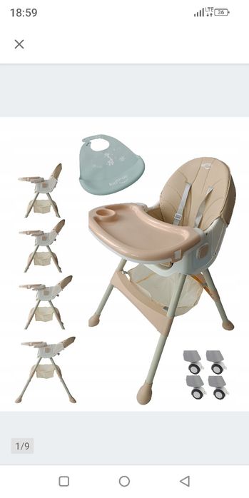 Składane krzesło do karmienia 4w1