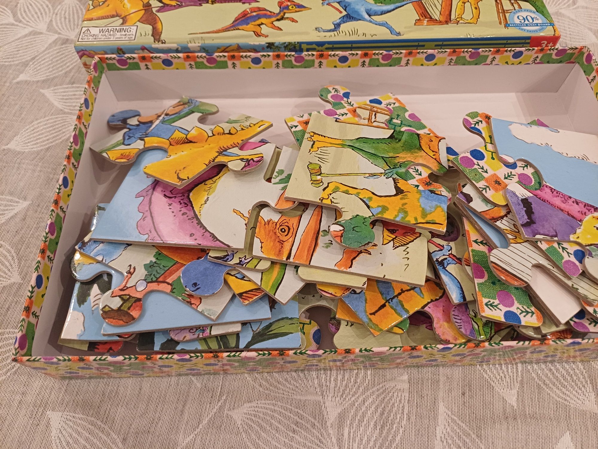 Puzzle EEBOO Dinozaury 3+ i TREFL zestaw