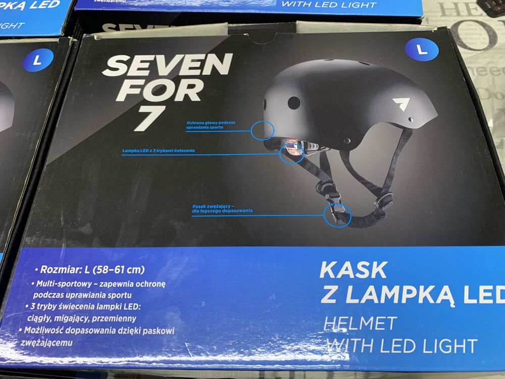 Kask na rower ,rolki,deskorolke narty deskę z lampką led r L 58-61cm