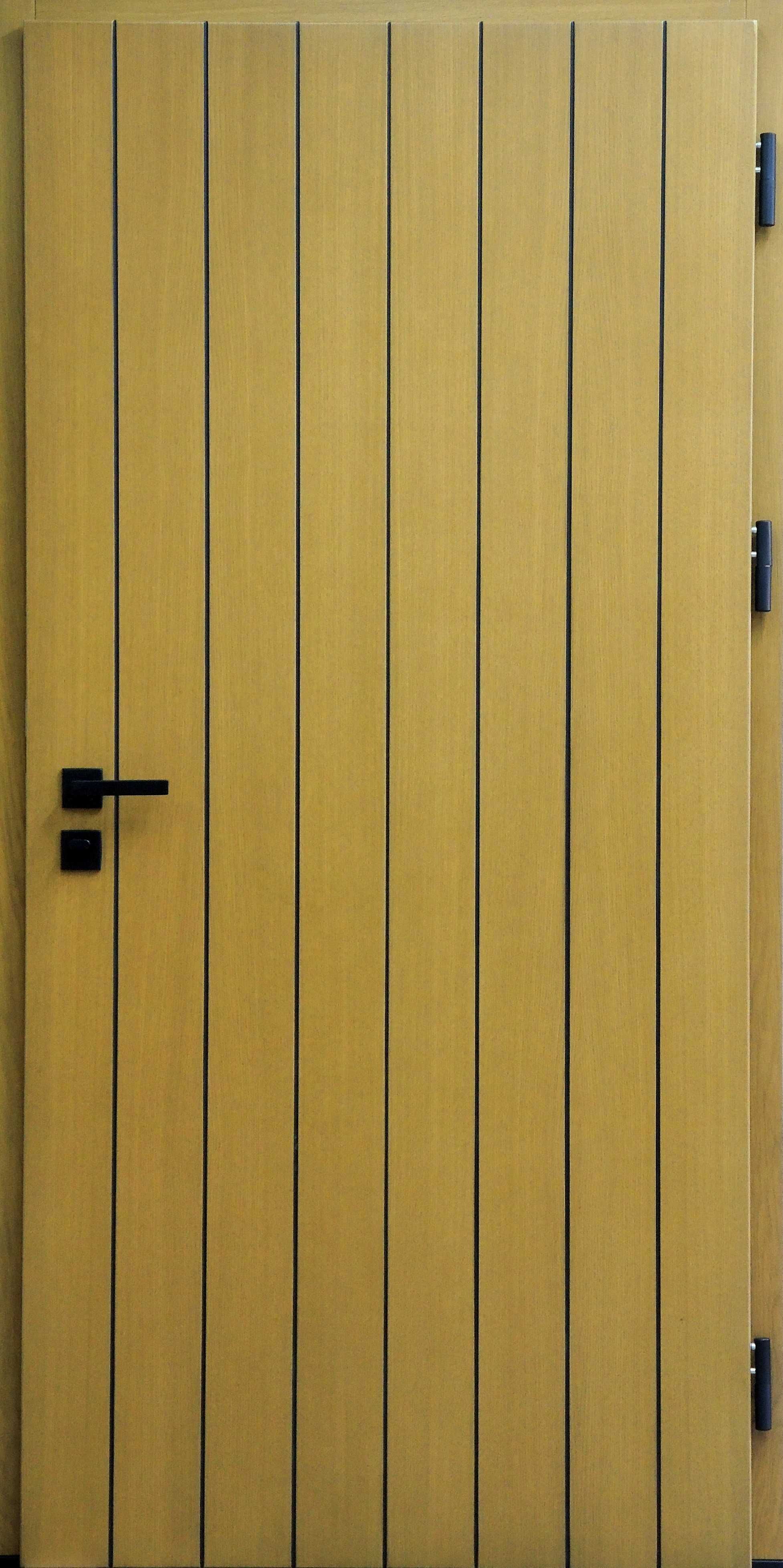 Drzwi Zewnętrzne drewniane dębowe loft czarne paski winchester GOTOWE