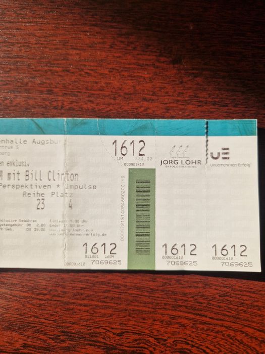 Bilet kolekcjonerski Zukunftsforum z Billem Clintonem 2001 rok