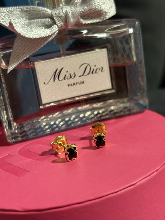 Kolczyki TOUS misie czarne pozlacane