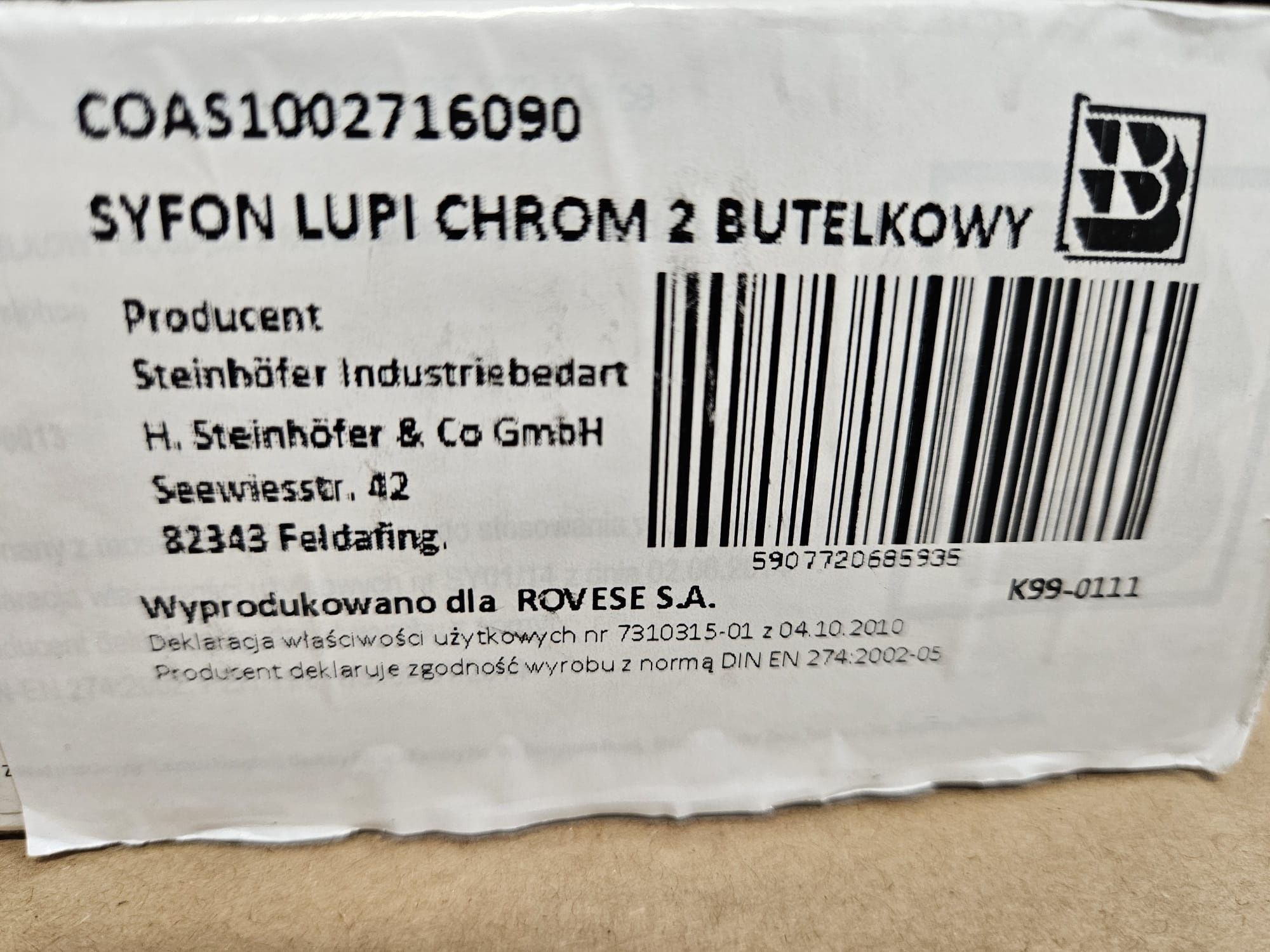 Cersanit syfon lupi chrom 2 butelkowy