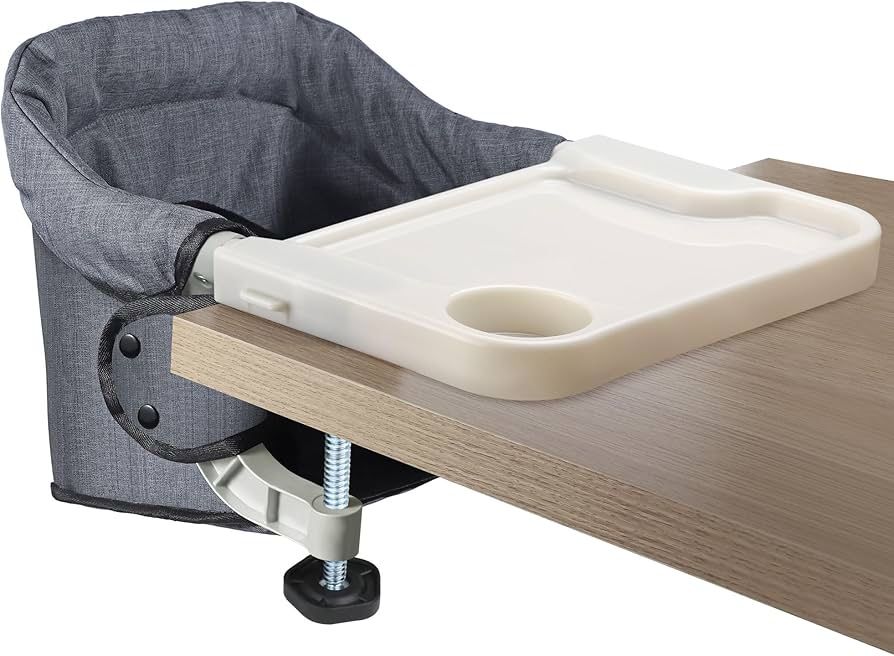 Krzesełko Toogel Hook-on chair Szare Składane Przenośne Do Stołu