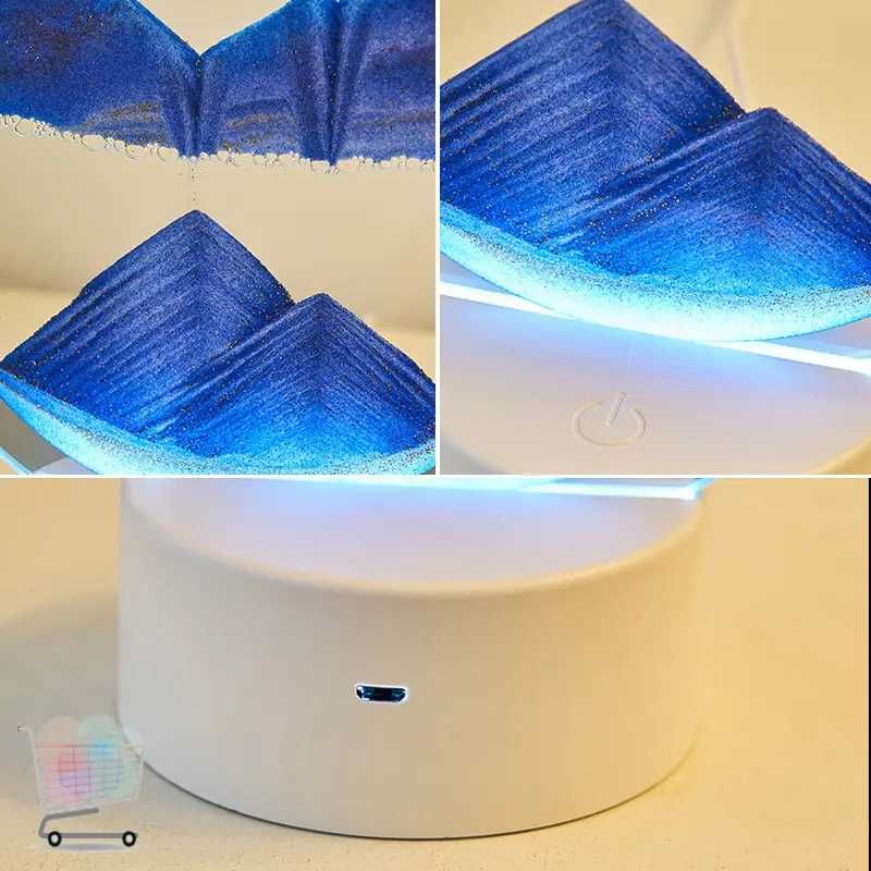 Настольная LED лампа ночник Песочные часы 3D “Moving Sands Capes” USB