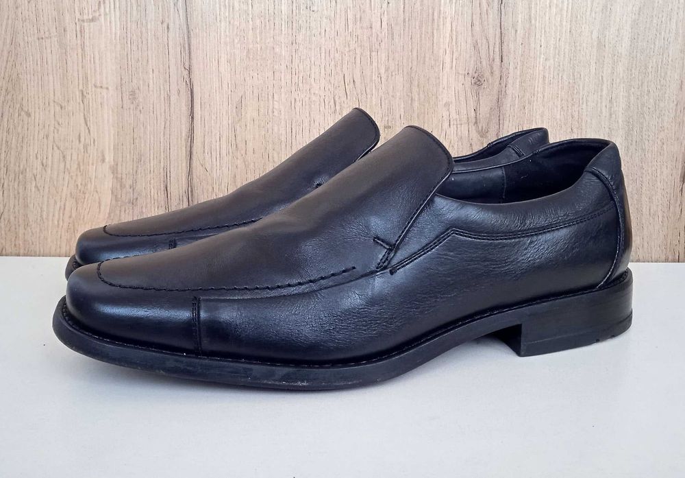 Німецькі натуральні шкіряні чоловічі туфлі, чорні лофери, демі, р. 41