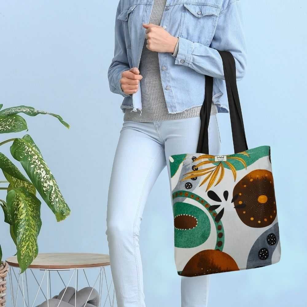Torba na zakupy – BROWN PICASSO - Abstrakcyjny wzór