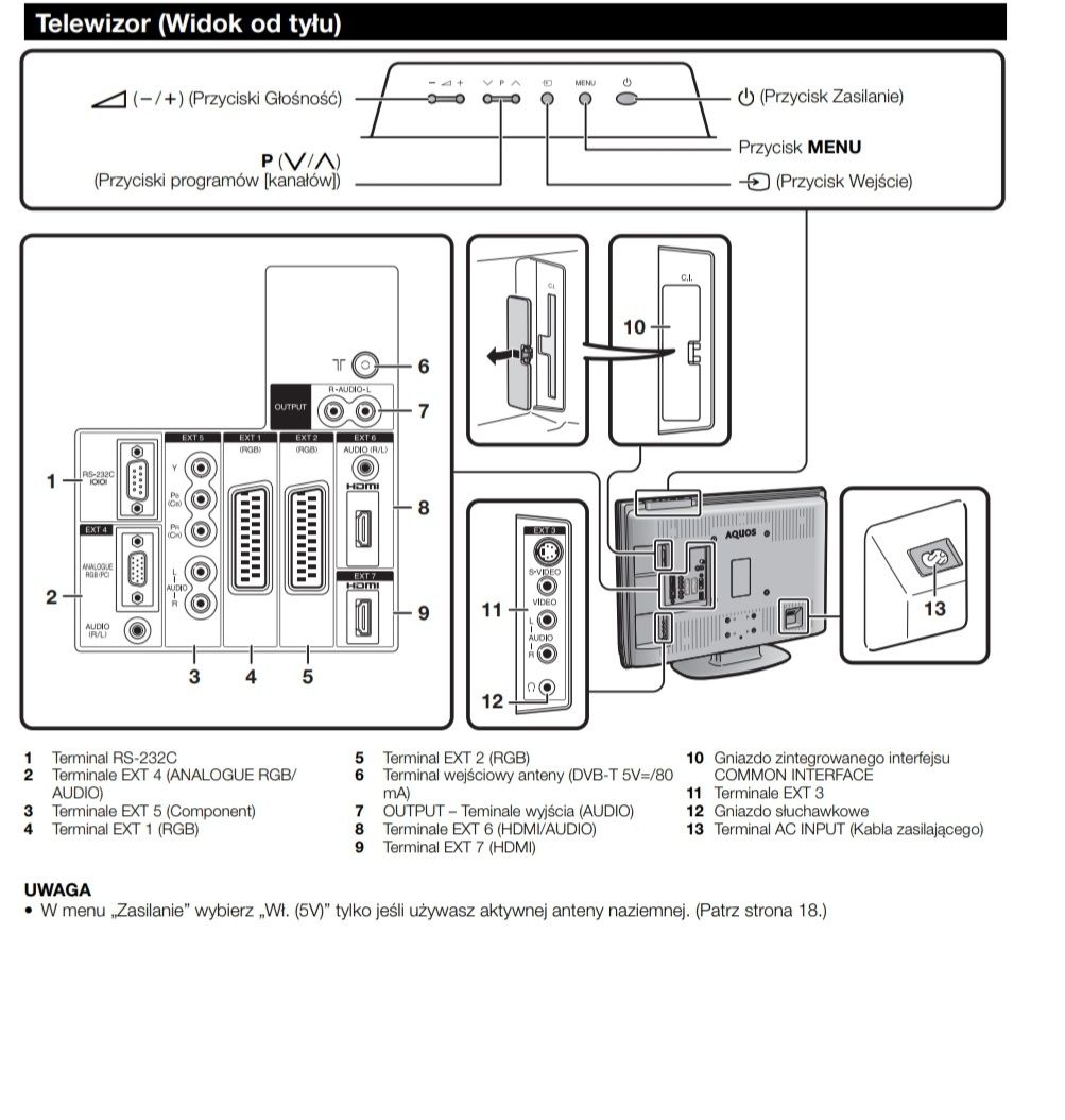 Tv telewizor SHARP AQUOS 32 cale monitoring reklamy 2X HDMI