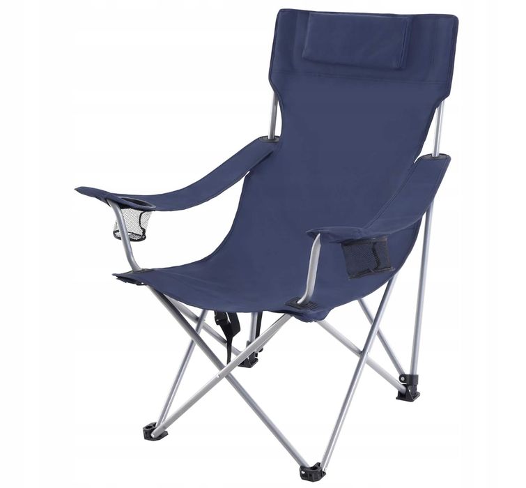 Songmics Składane Krzesło Kempingowe Ciemnoniebieskie Gcb09In