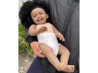 Bebê Reborn Boneca Africana, Cabelo Enraizado, Pele Escura, Novo