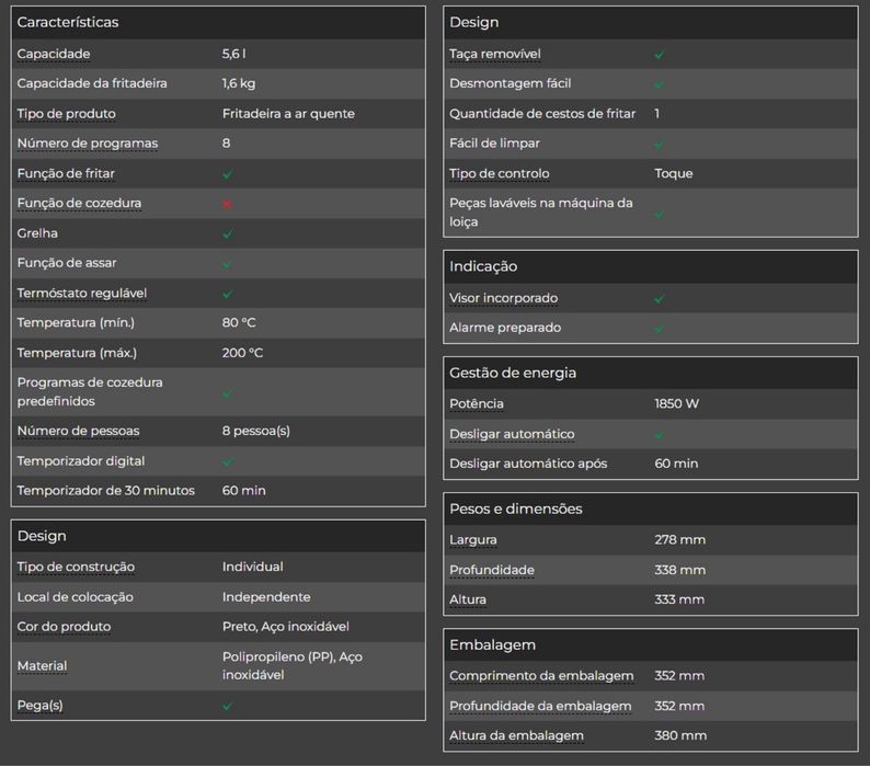 Tefal XXL fritadeira 1,6kg