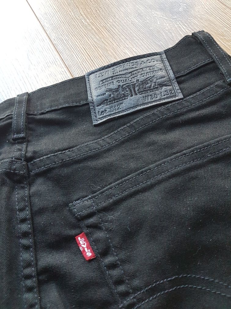 Levi's 512 jeansy spodnie rurki męskie W30 L32 czarne dżinsy jeans i
