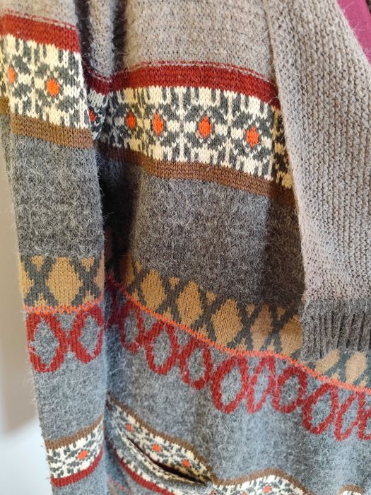 Duży asymetryczny kardigan, boho sweter z wełną, Vila, rozmiar S/M