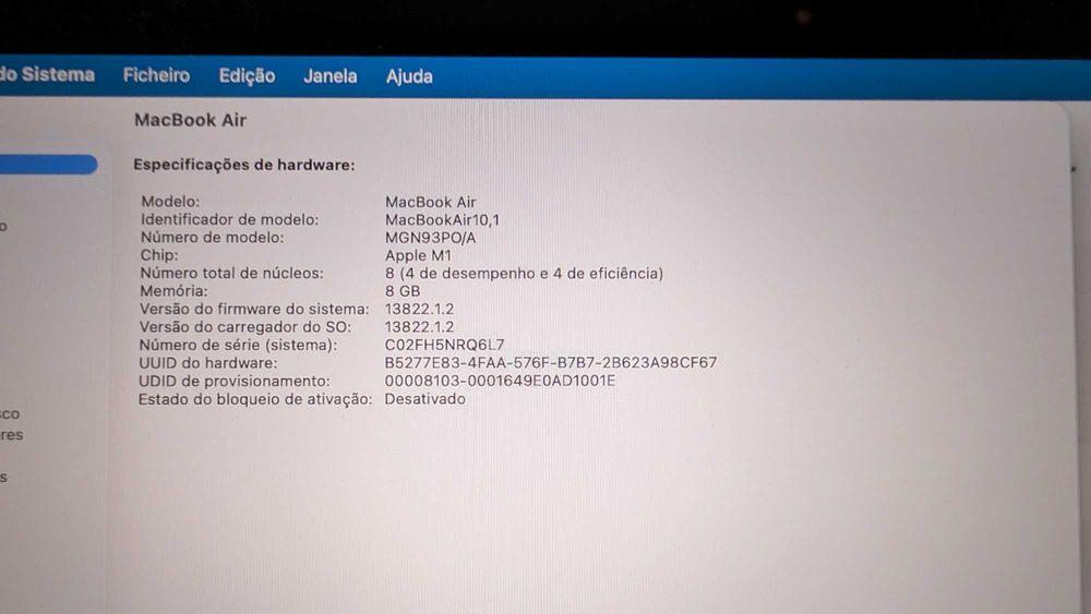 Macbook air M1 8gb/256gb