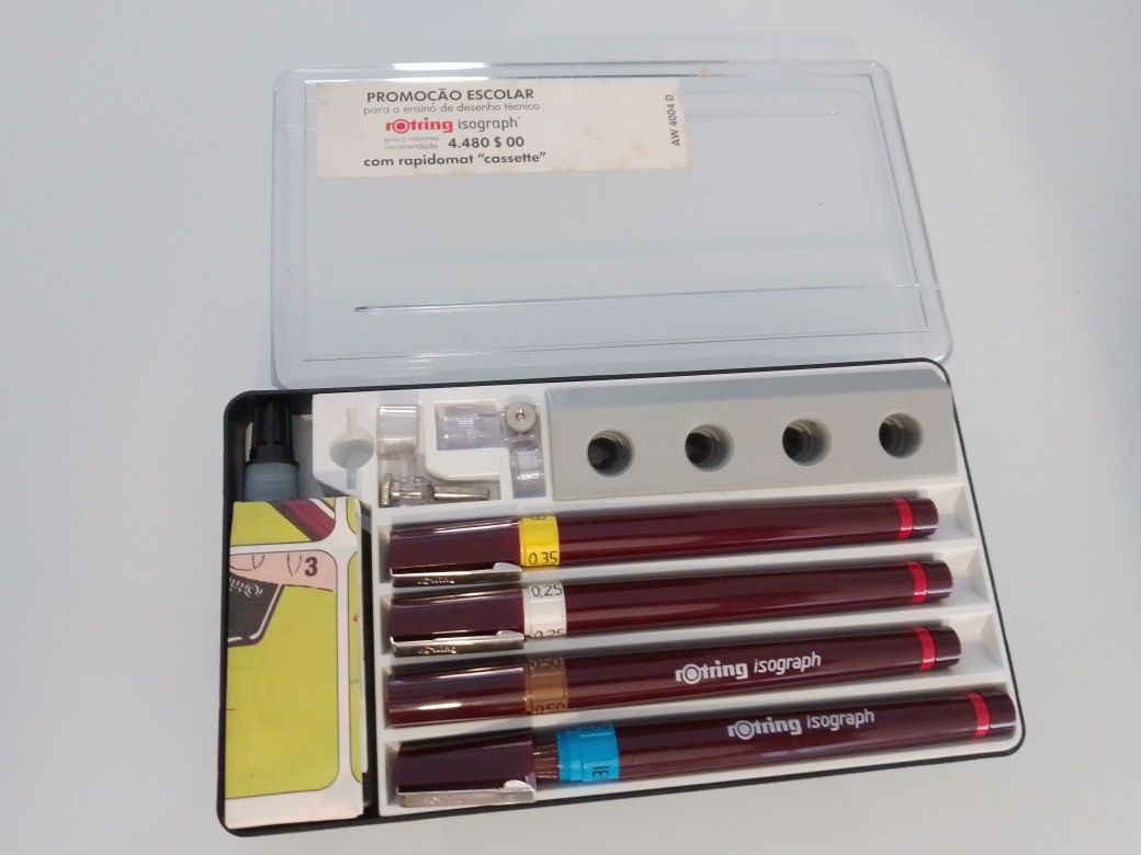 Conjunto Rotring Isograph canetas técnicas para desenho
