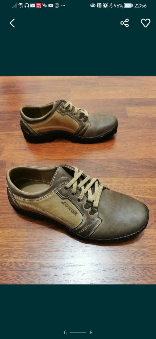 Jokery Skórzane Buty Męskie Lekkie Wygodne Rozmiar 43 Brąz