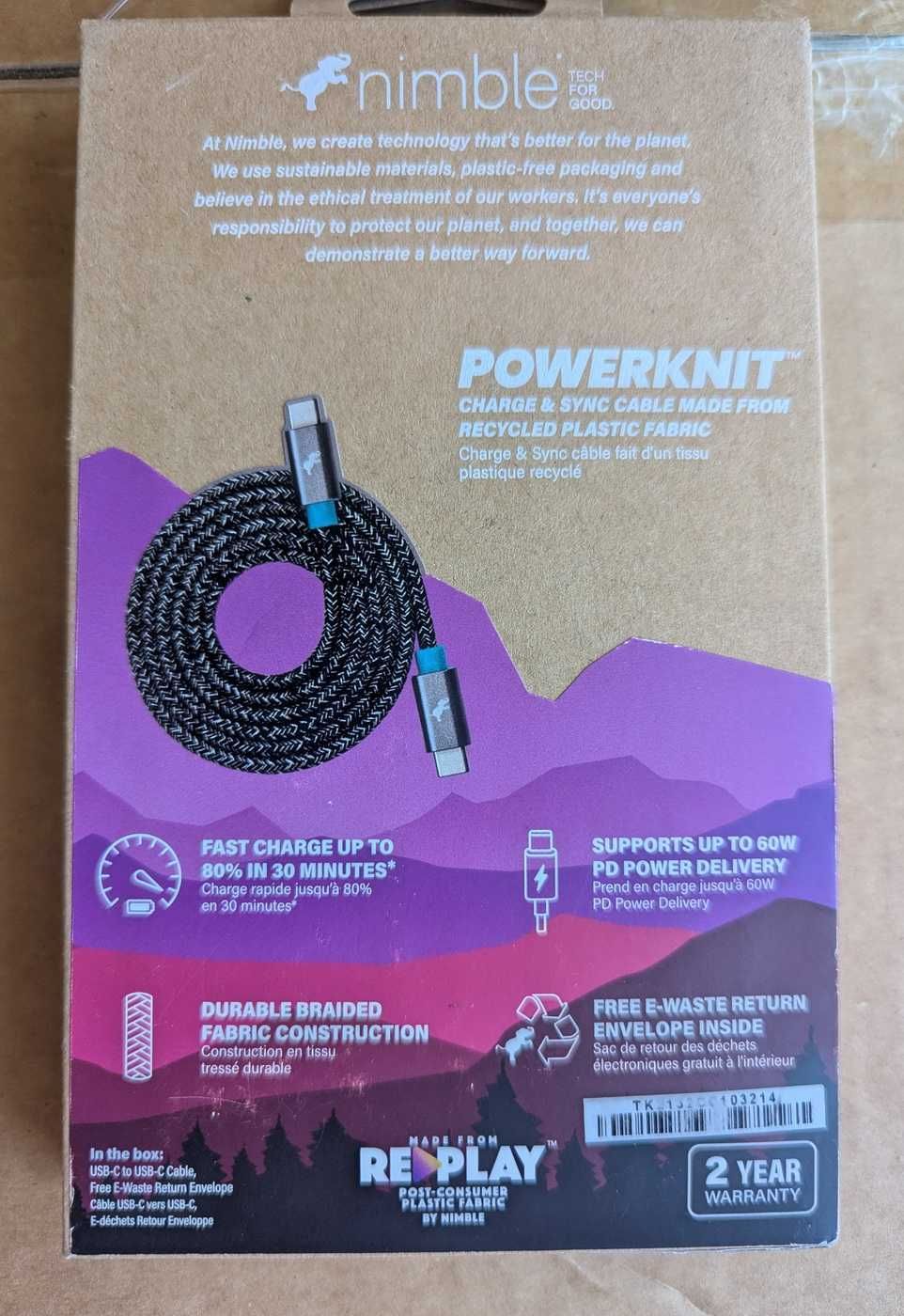 з США новий Преміум 60w фірмовий Nimble PowerKnit USB-C to USB-C