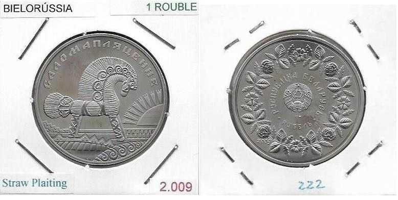 Bielorrússia - - 1 Rouble - 2009 - -  Trança de Palha - -- Moeda Proof